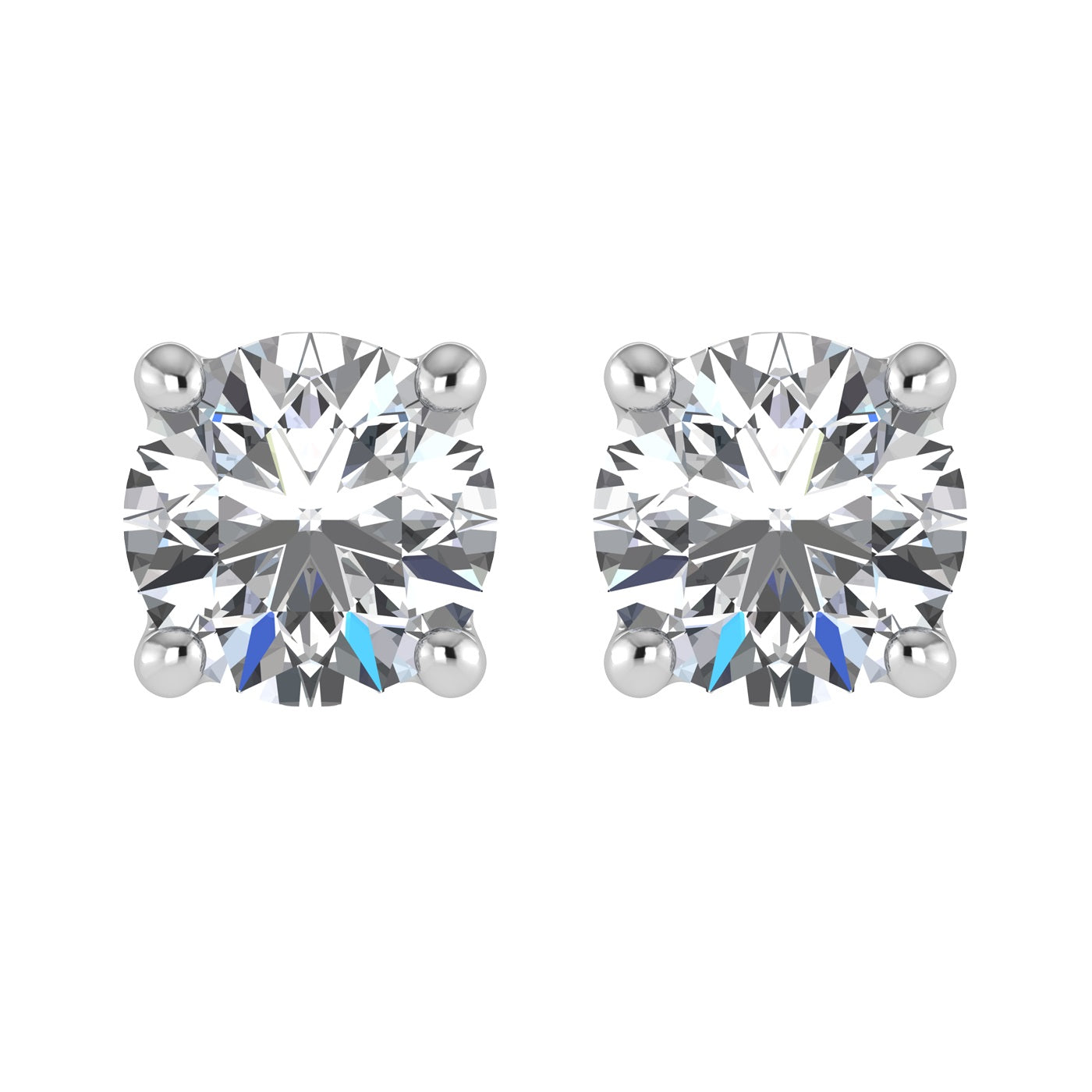 14K White Gold Lab Grown Diamond Round Solitaire Stud Earrings 1.50 Ct Tw