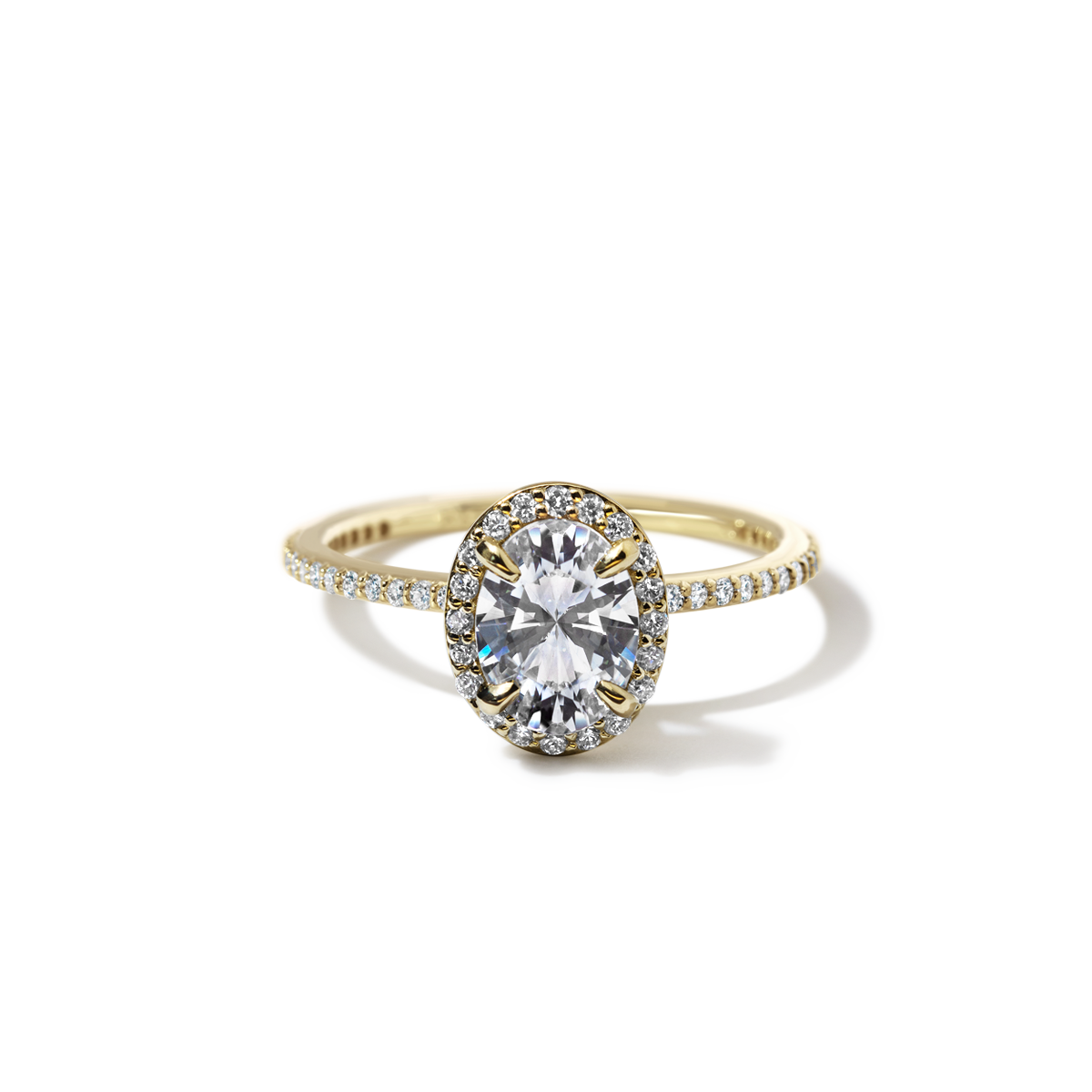 18K Gold Customizable Diamond Halo Pave Ring