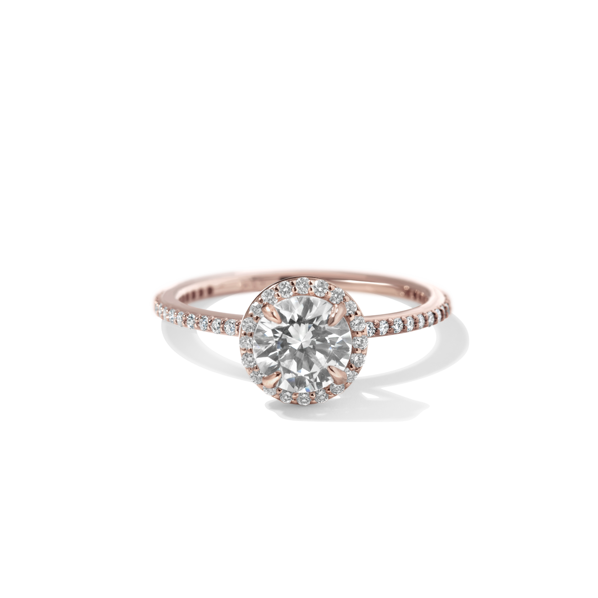 18K Gold Customizable Diamond Halo Pave Ring