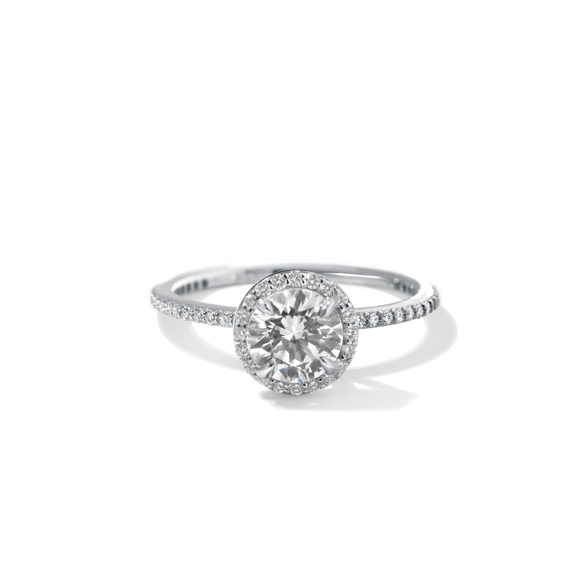 18K Gold Customizable Diamond Halo Pave Ring