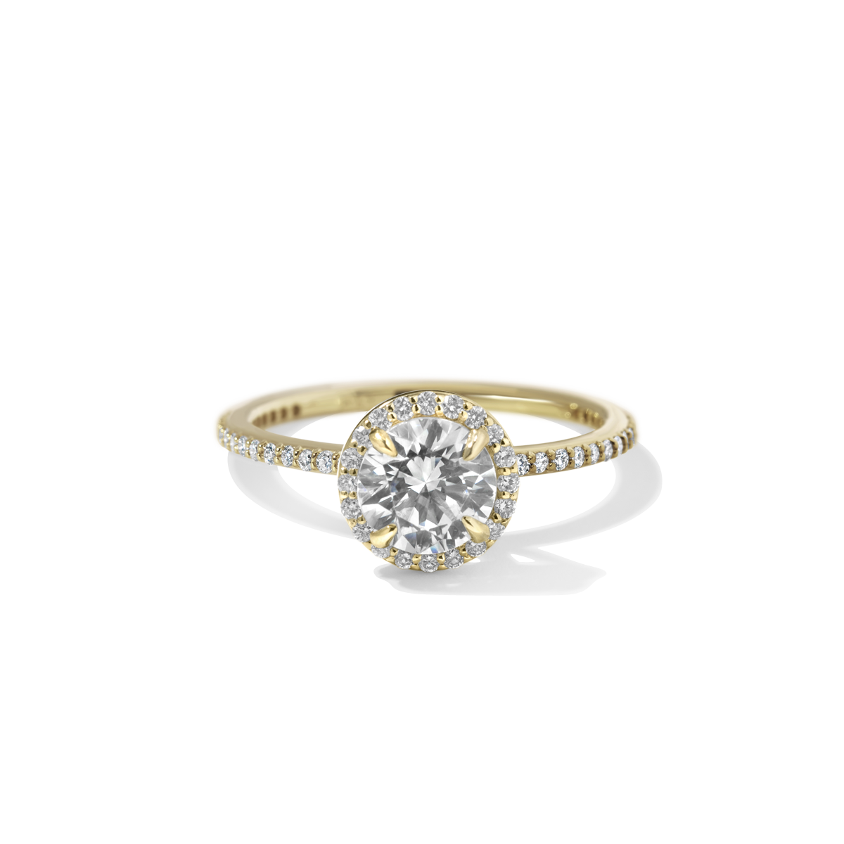 18K Gold Customizable Diamond Halo Pave Ring