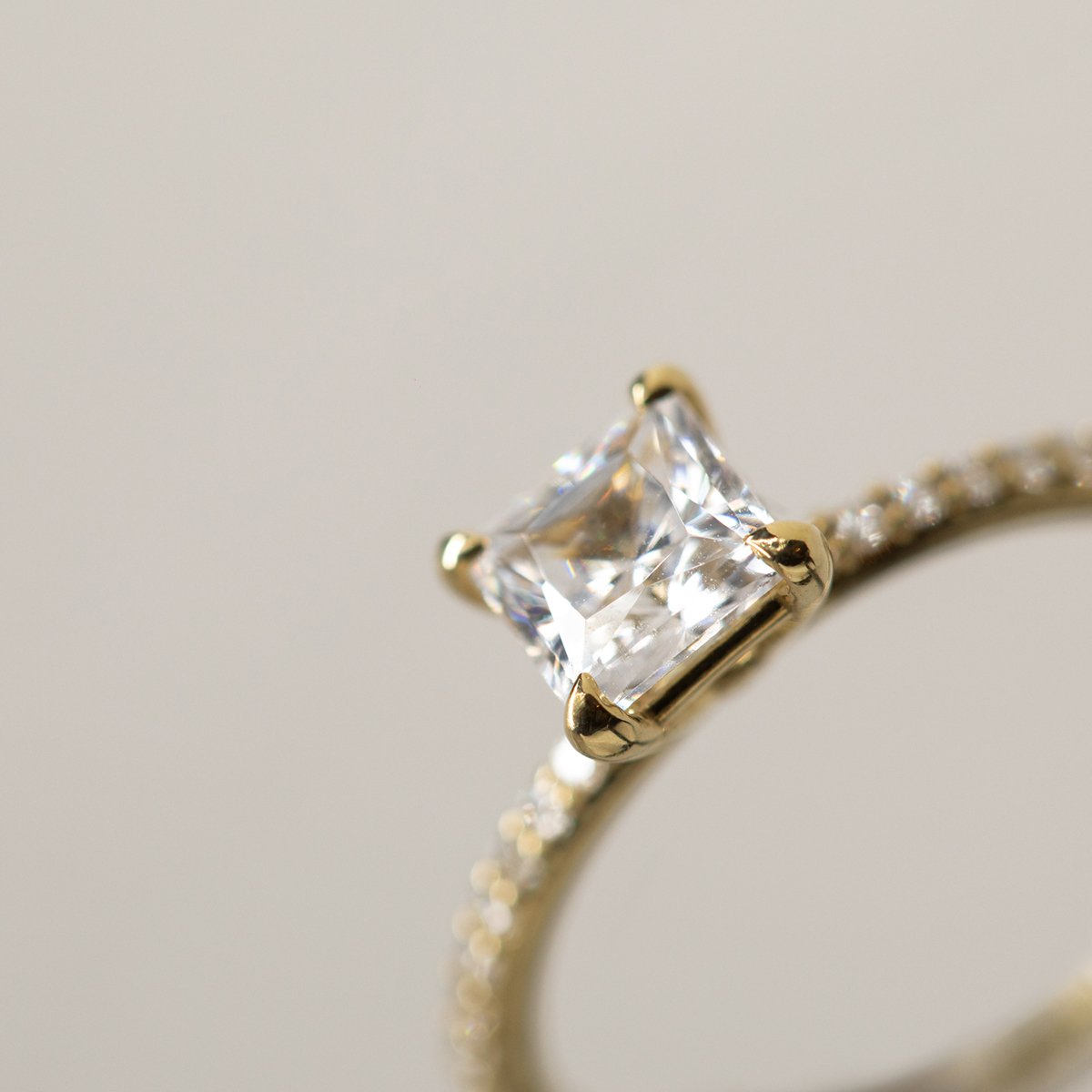 Solitaire Pave Engagement Ring