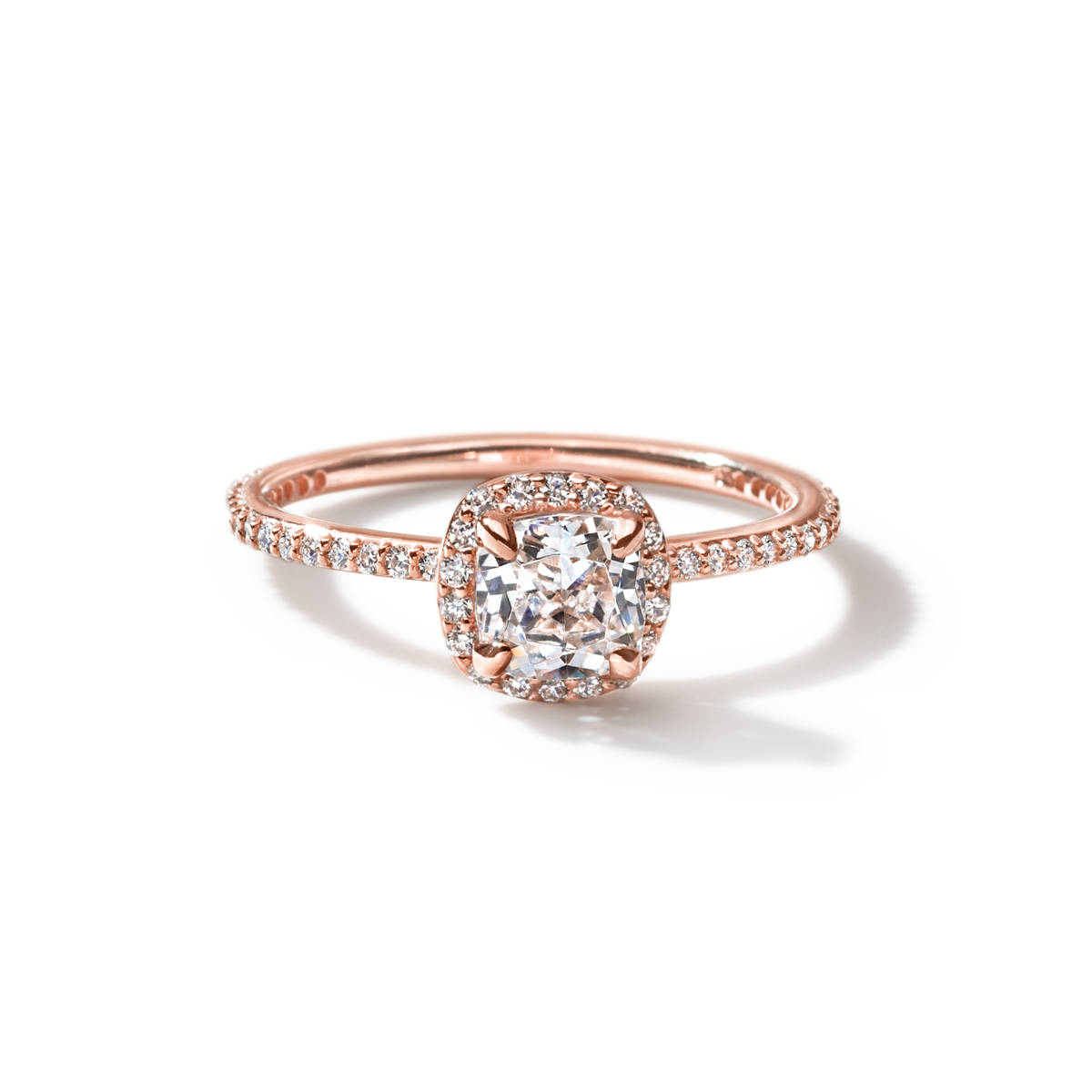18K Gold Customizable Diamond Halo Pave Ring