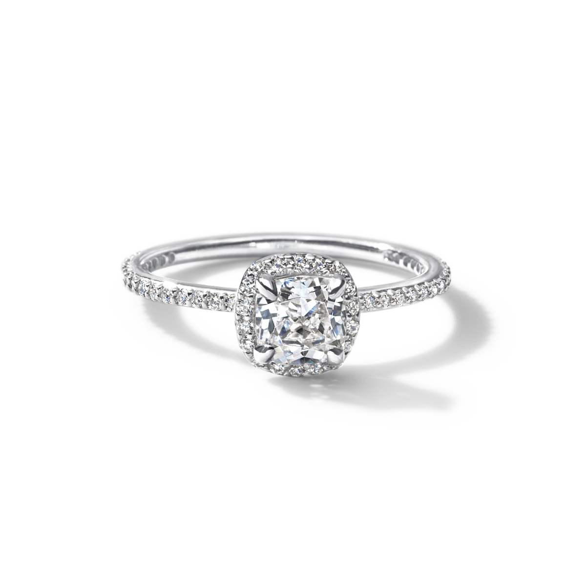 18K Gold Customizable Diamond Halo Pave Ring