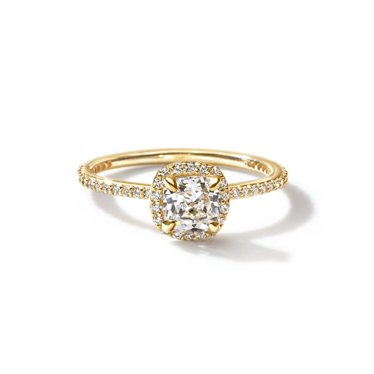 18K Gold Customizable Diamond Halo Pave Ring
