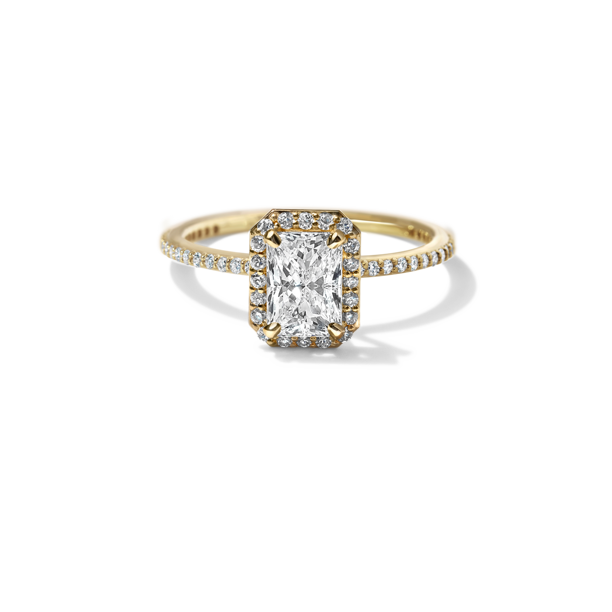 18K Gold Customizable Diamond Halo Pave Ring