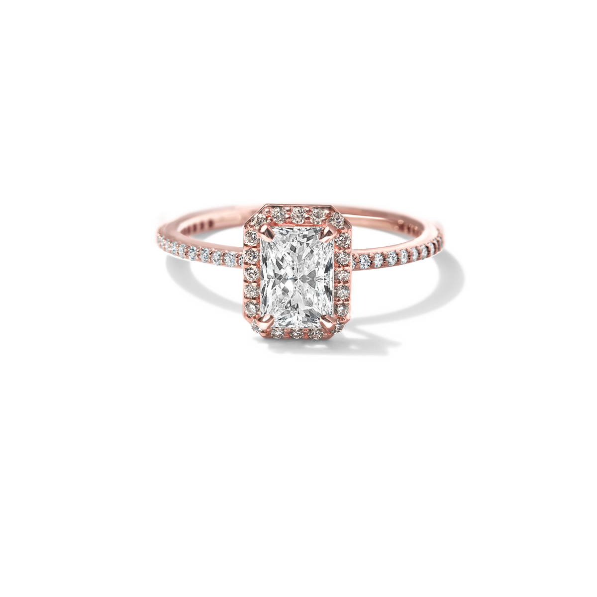 18K Gold Customizable Diamond Halo Pave Ring