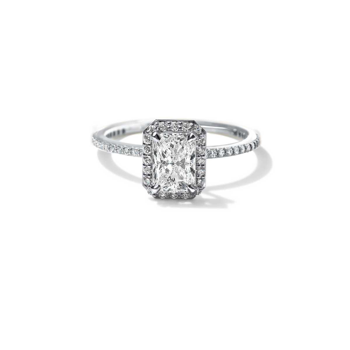 18K Gold Customizable Diamond Halo Pave Ring