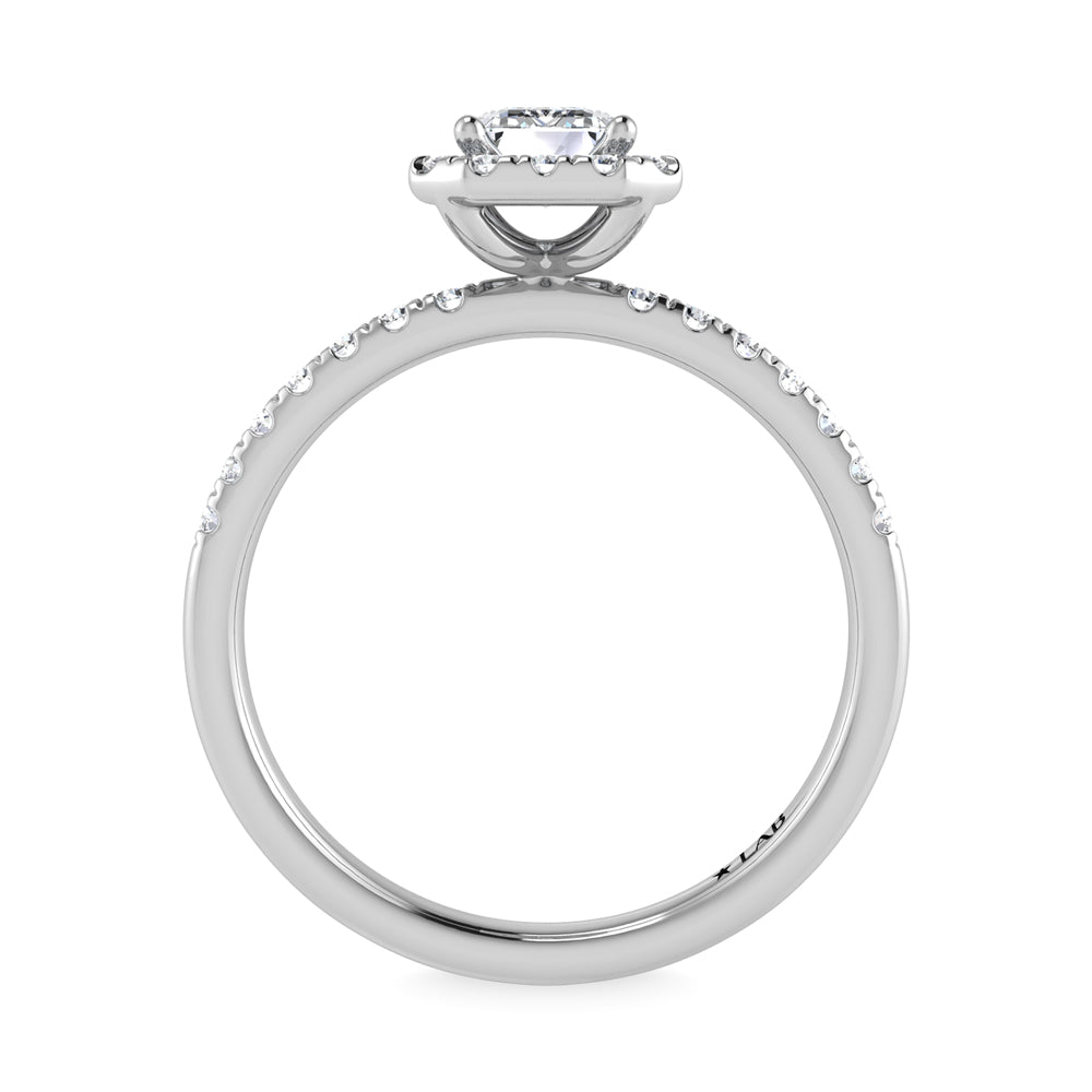 14K White Gold Lab Grown Diamond  2 1/4 Ct.Tw. Emerald Shape Halo Engagement Ring  (IGI Certified Center 2ct)