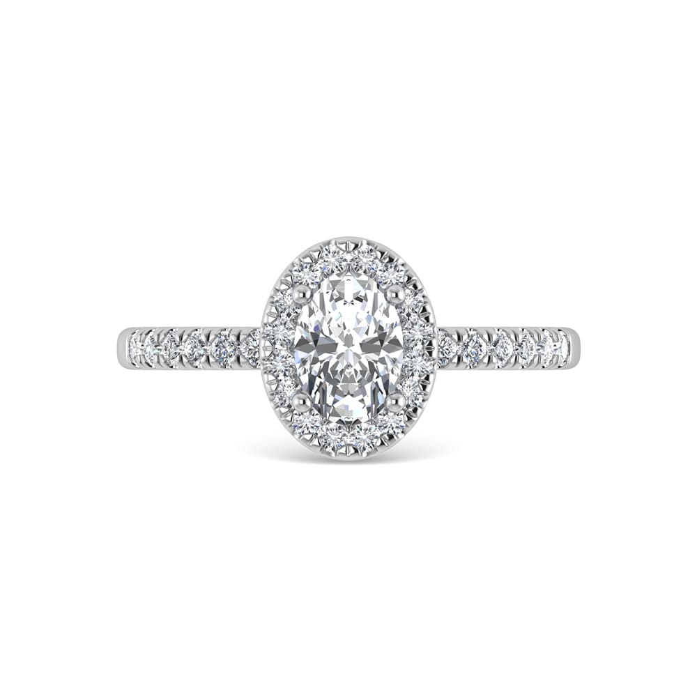 14K White Gold Lab Grown Diamond  1 1/4 Ct.Tw. IGI Certified Oval Shape Halo Engagement Ring (IGI Certified Center 1ct)