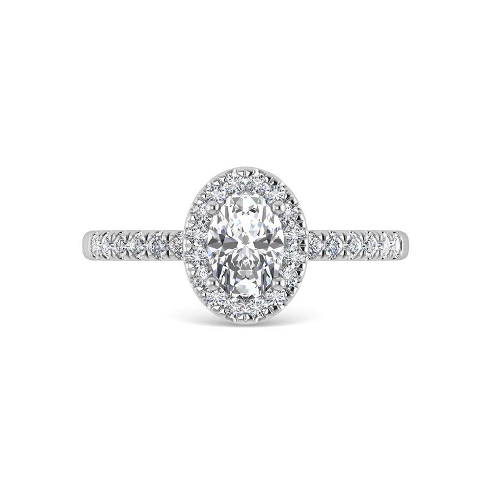 14K White Gold Lab Grown Diamond  3 1/3 Ct.Tw. IGI Certified Oval Shape Halo Engagement Ring (IGI Certified Center 3ct)