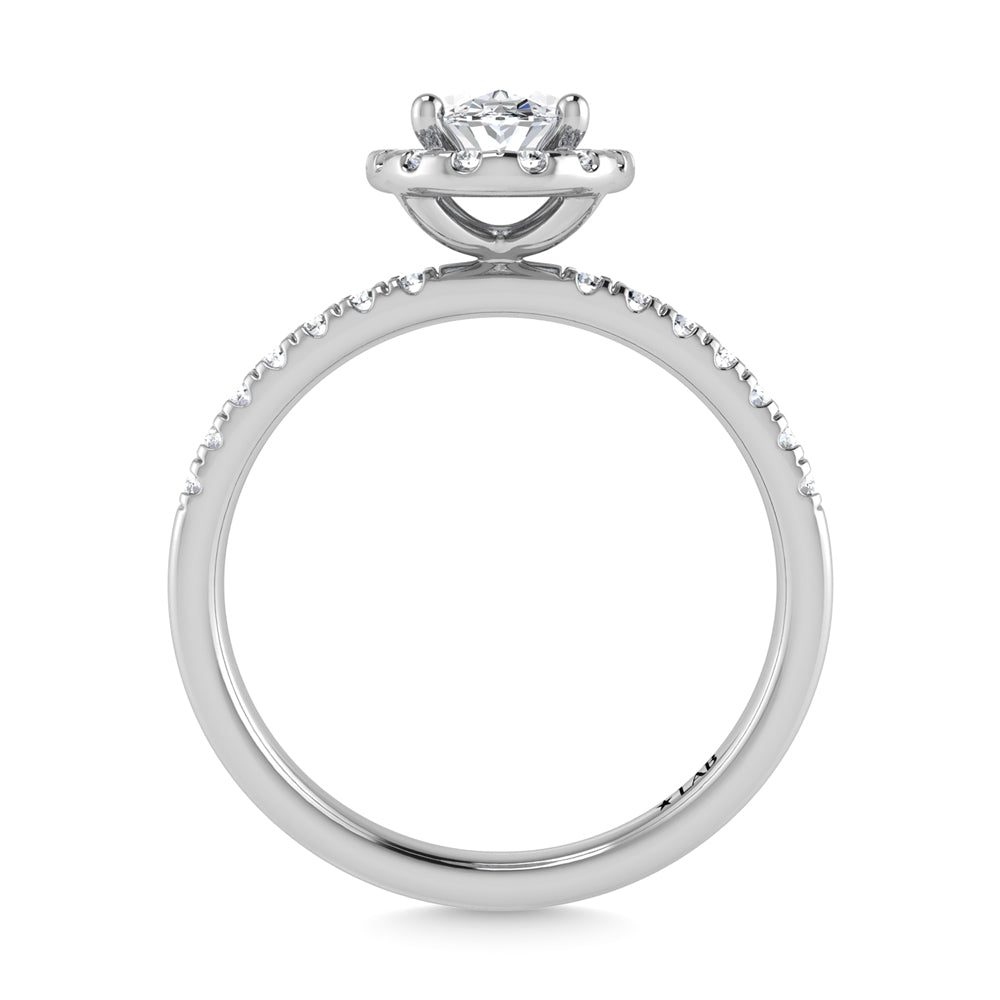 14K White Gold Lab Grown Diamond  3 1/3 Ct.Tw. IGI Certified Oval Shape Halo Engagement Ring (IGI Certified Center 3ct)