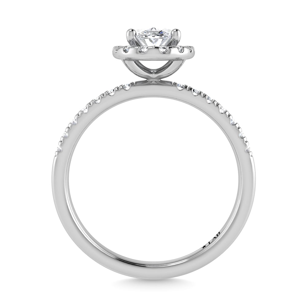 14K White Gold Lab Grown Diamond  4 1/3 Ct.Tw. Oval Shape Halo Engagement Ring (IGI Certified Center 4ct)
