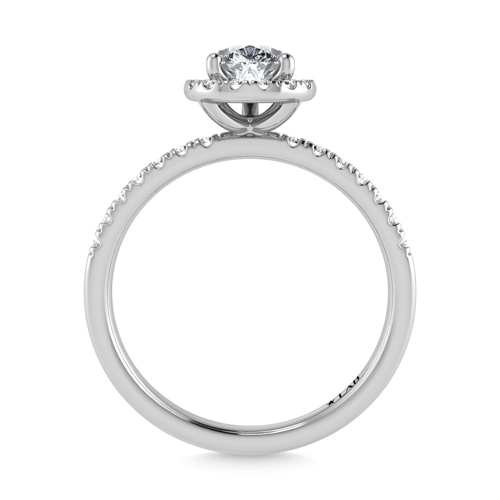 14K White Gold Lab Grown Diamond  3 1/3 Ct.Tw. IGI Certified Pear Shape Halo Engagement Ring (IGI Certified Center 3ct)