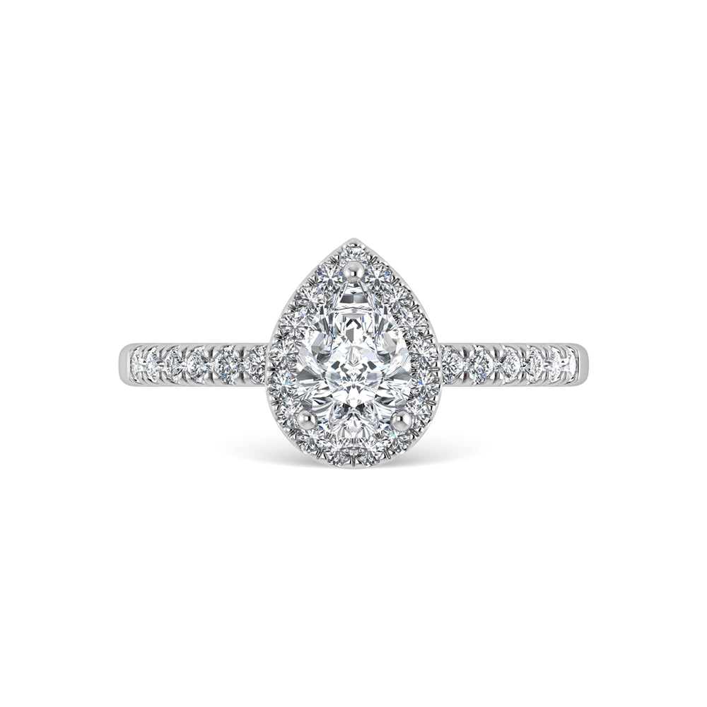 14K White Gold Lab Grown Diamond  4 1/3 Ct.Tw. Shank Pear Shape Halo Engagement Ring (IGI Certified Center 4ct)