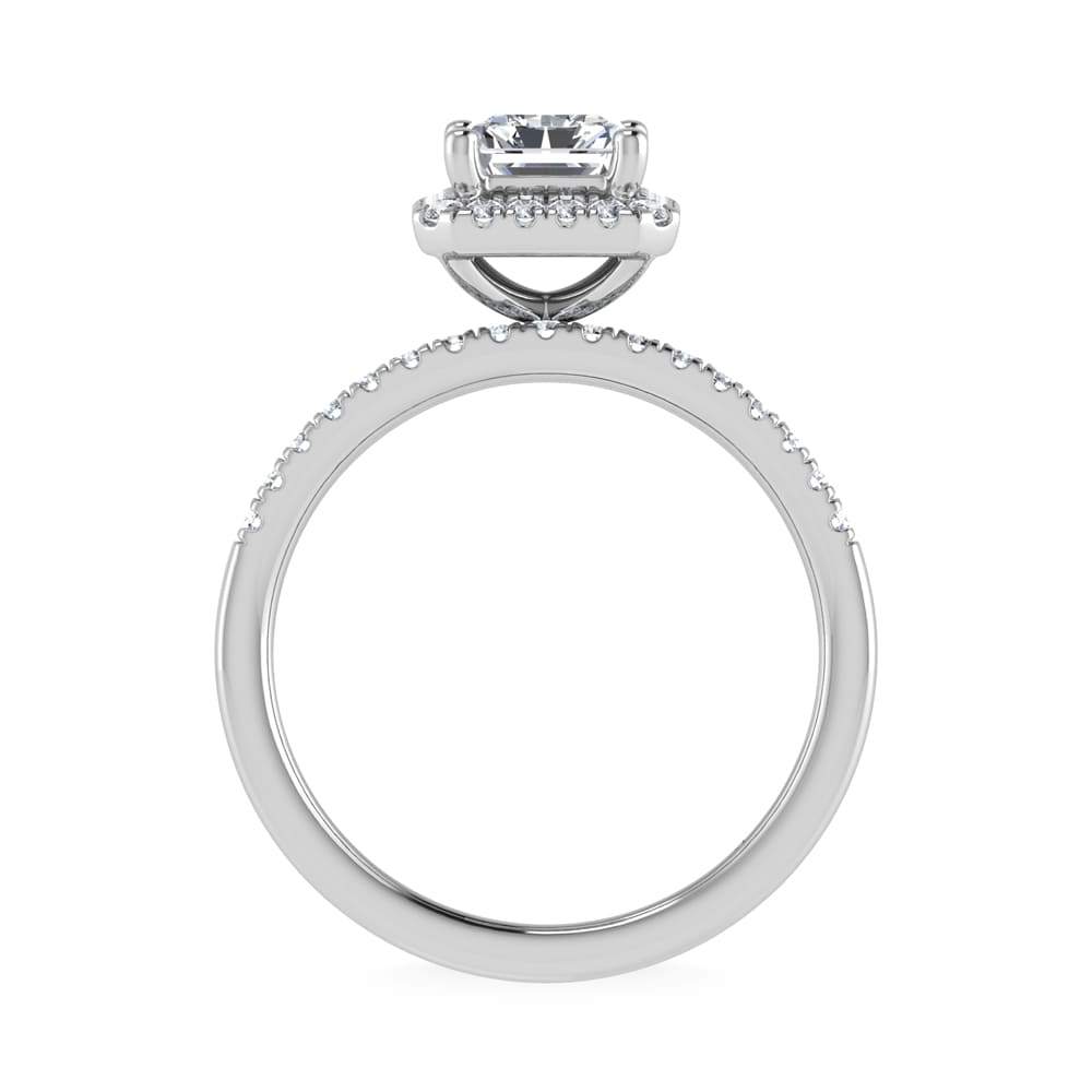 14K White Gold Lab Grown Diamond 1 1/4 Ct.Tw. Radiant Shape Halo Engagement Ring (IGI Certfied Center 1 ct)