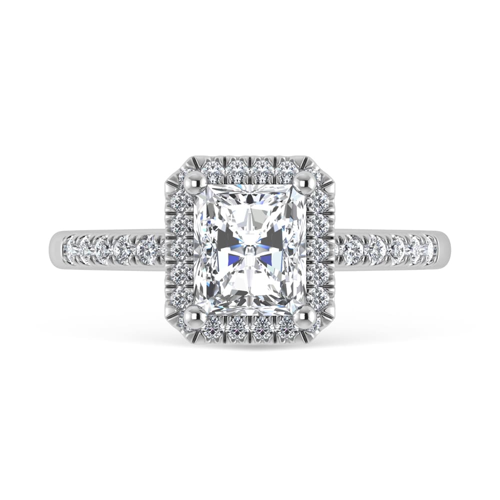 14K White Gold Lab Grown Diamond 1 3/4 Ct.Tw. Radiant Shape Halo Engagement Ring  (IGI Certfied Center 1 1/2 ct)