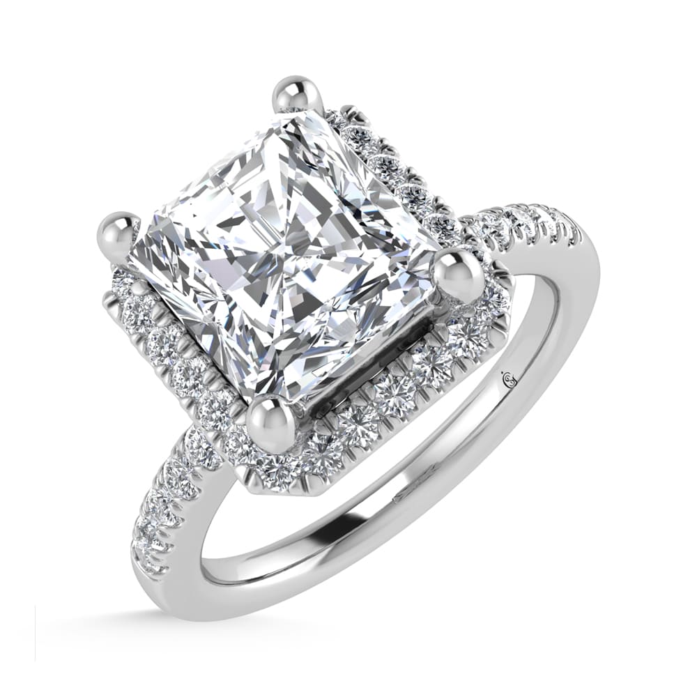 14K White Gold Lab Grown Diamond 2 1/4 Ct.Tw. Radiant Shape Halo Engagement Ring (IGI Certified Center 2ct)