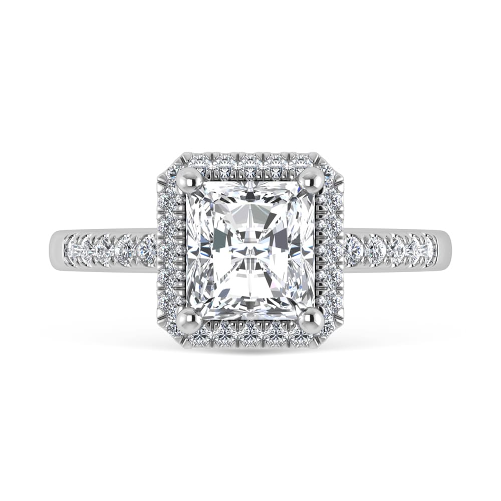 14K White Gold Lab Grown Diamond 2 1/4 Ct.Tw. Radiant Shape Halo Engagement Ring (IGI Certified Center 2ct)