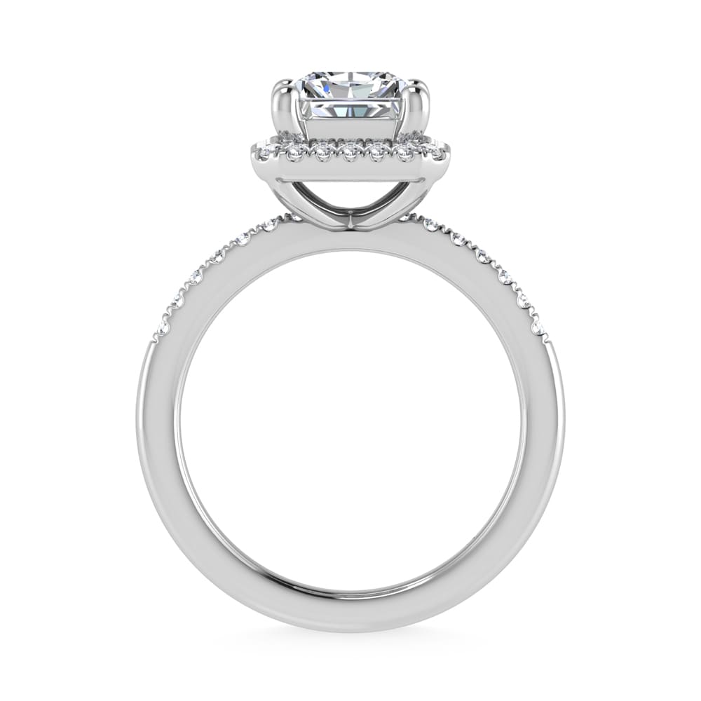 14K White Gold Lab Grown Diamond 2 1/4 Ct.Tw. Radiant Shape Halo Engagement Ring (IGI Certified Center 2ct)