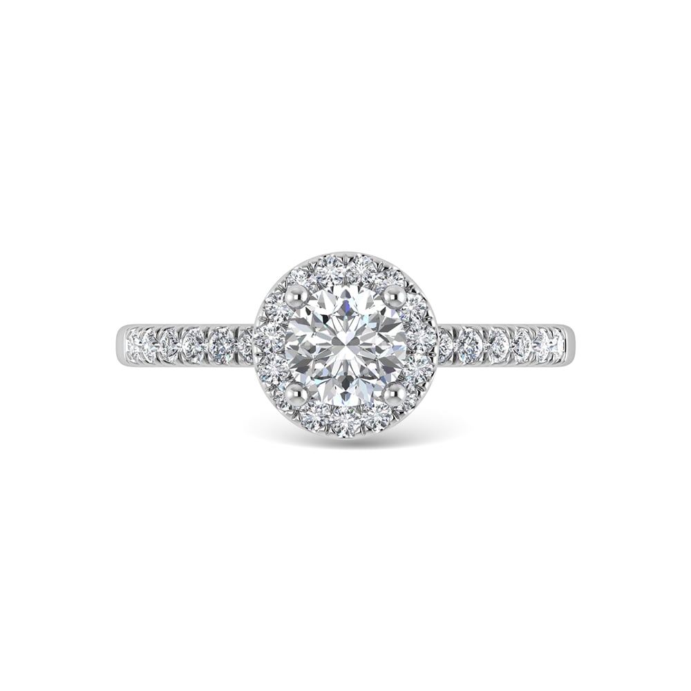 14K White Gold Lab Grown Diamond  1 1/4 Ct.Tw. Shank Round Shape Halo Engagement Ring (IGI Certified Center 1ct)