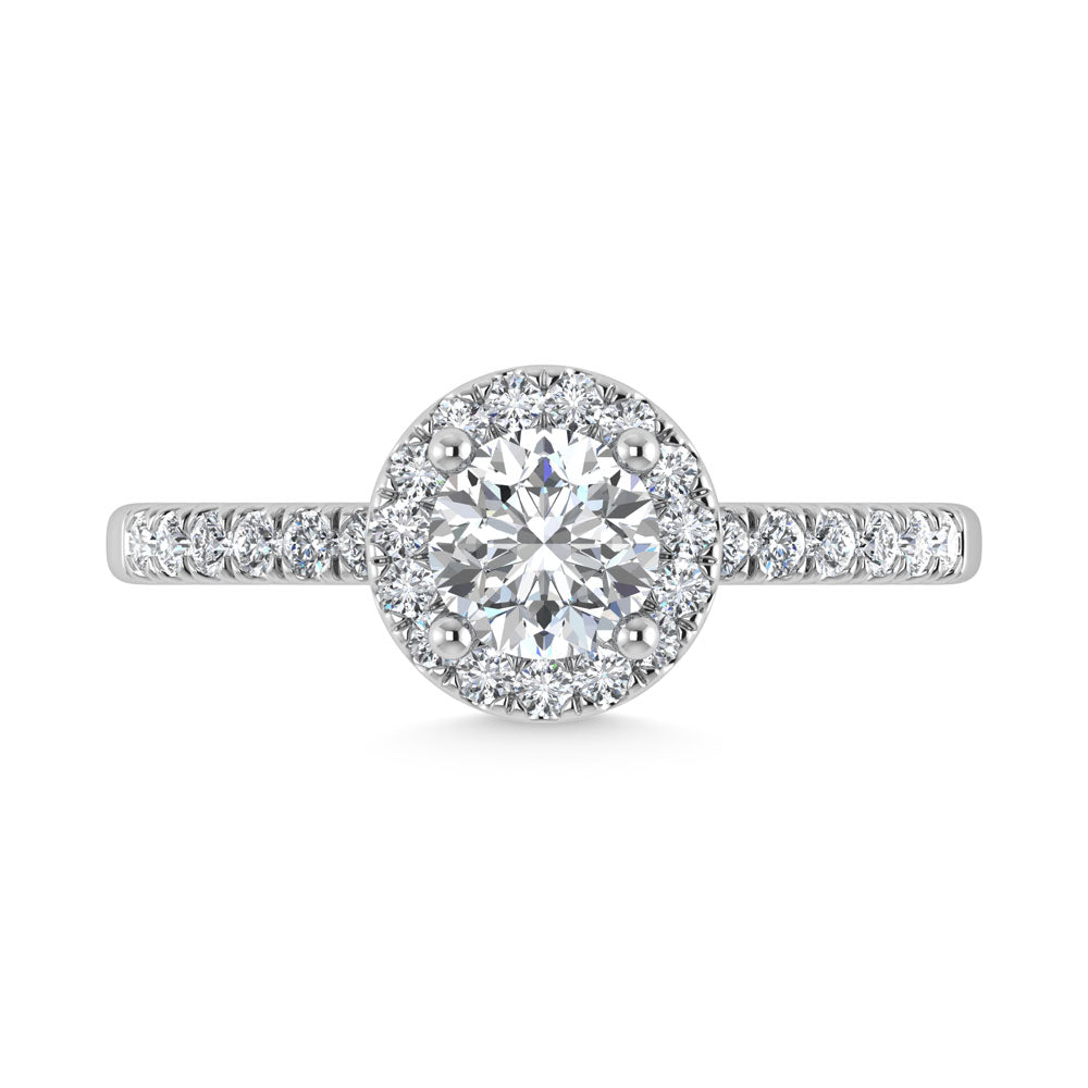14K White Gold Lab Grown Diamond  2 1/4 Ct.Tw. Round Shape Halo Engagement Ring  (IGI Certified Center 2ct)