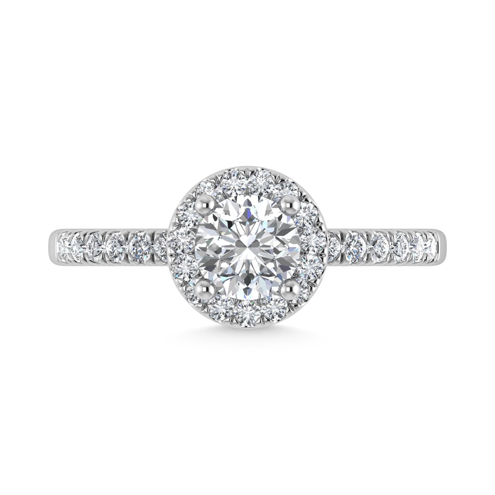 14K White Gold Lab Grown Diamond  3 1/3 Ct.Tw. IGI Certified Round Shape Halo Engagement Ring (IGI Certified Center 3ct)