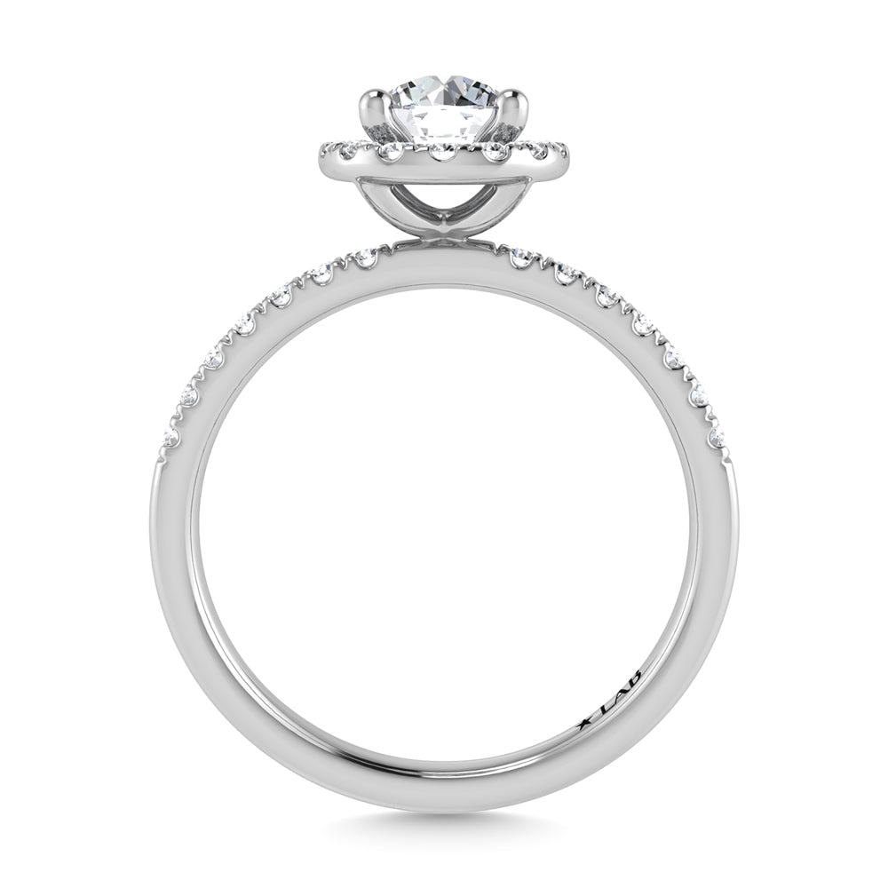 14K White Gold Lab Grown Diamond  4 1/3 Ct.Tw. IGI Certified Round Shape Halo Engagement Ring  (IGI Certified Center 4ct)