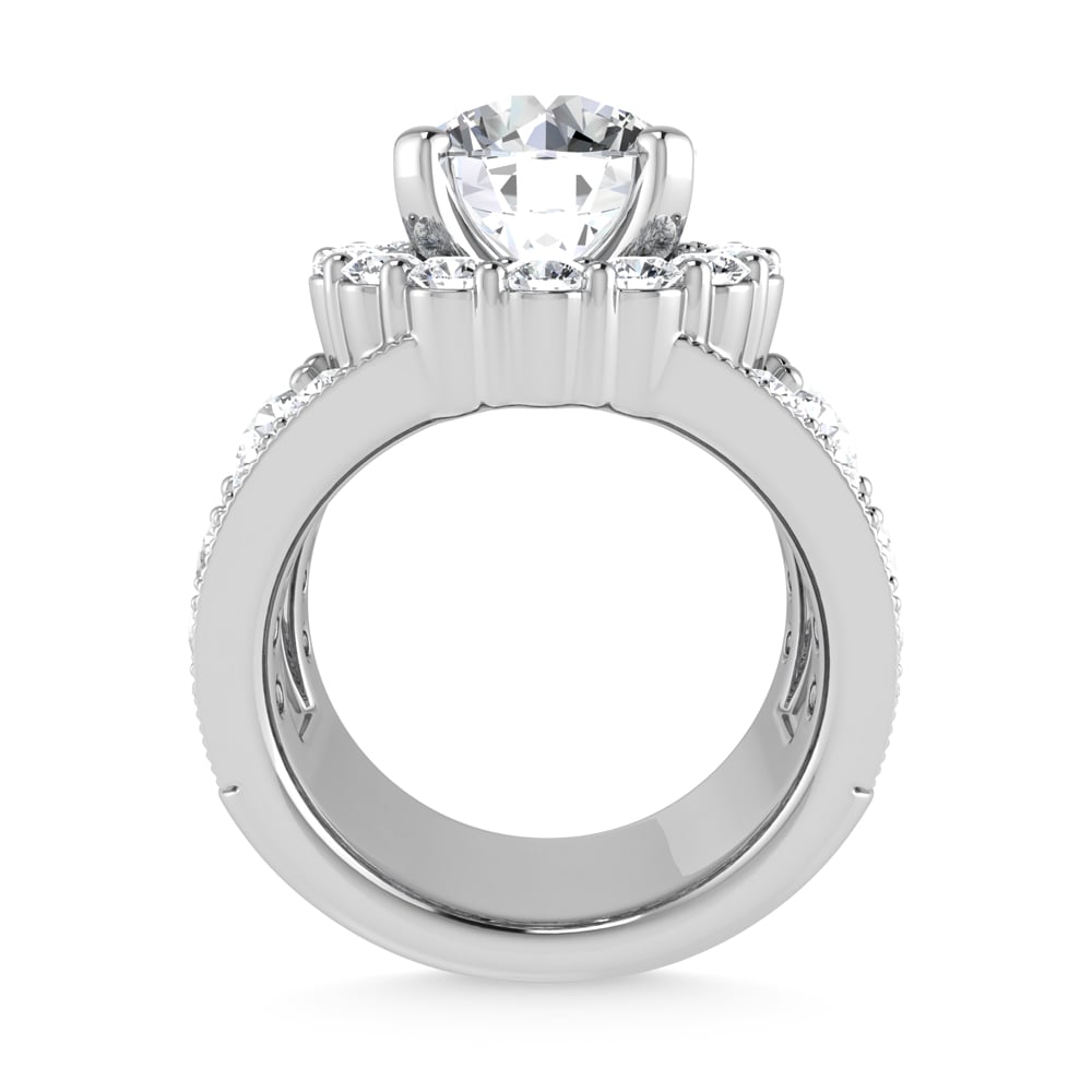 14K  White Gold Lab Grown Diamond 6 Ct.Tw.( 3 ct Center) Engagement Ring