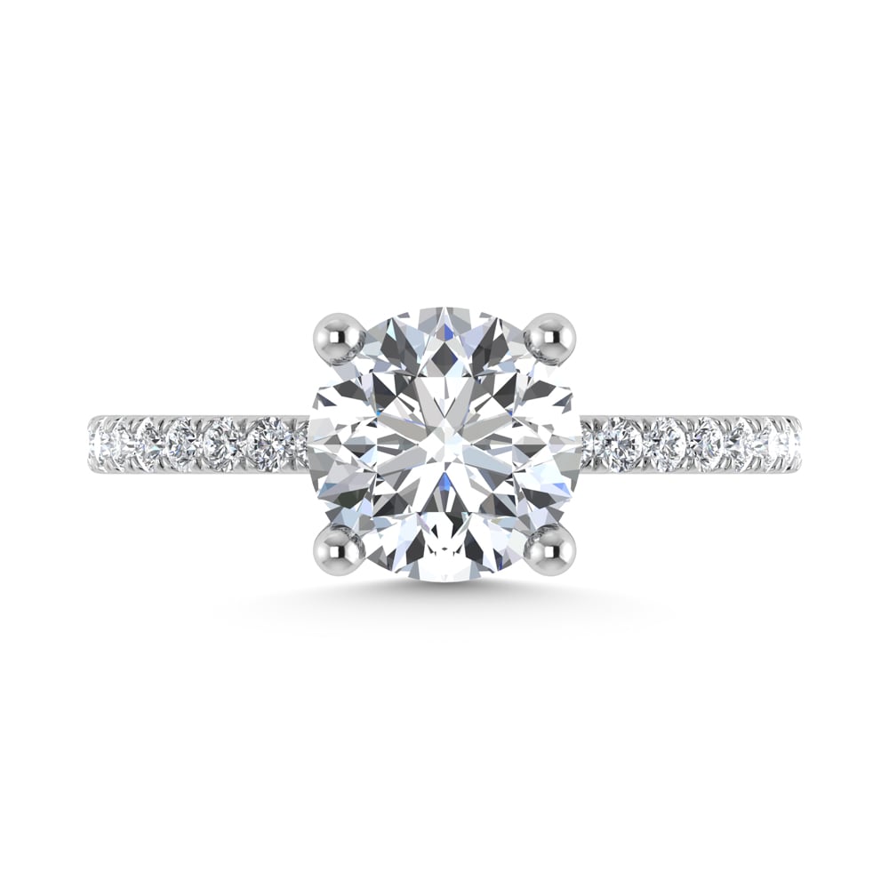 14K White Gold Lab Grown Diamond 2 3/8 Ct.Tw. Hidden Halo Engagement Ring (IGI Certified Center 2ct)