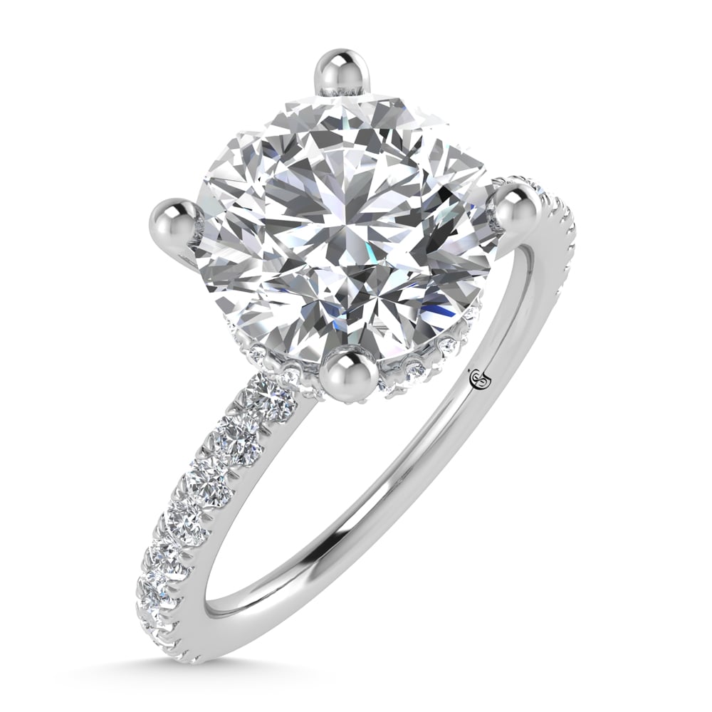 14K White Gold Lab Grown Diamond 2 3/8 Ct.Tw. Hidden Halo Engagement Ring (IGI Certified Center 2ct)