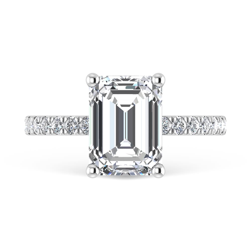 14K White Gold Lab Grown Diamond 4 1/2 Ct.Tw. Emerald Shape Halo  Engagement Ring (IGI Certified Center 4ct)