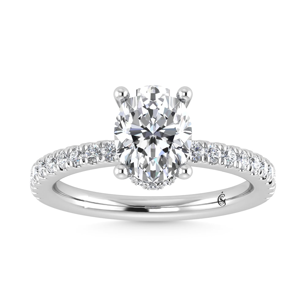 14K White Gold Lab Grown Diamond 4 1/2 Ct.Tw. Oval Shape Halo IGI Certified Engagement Ring (Center 7 ct)