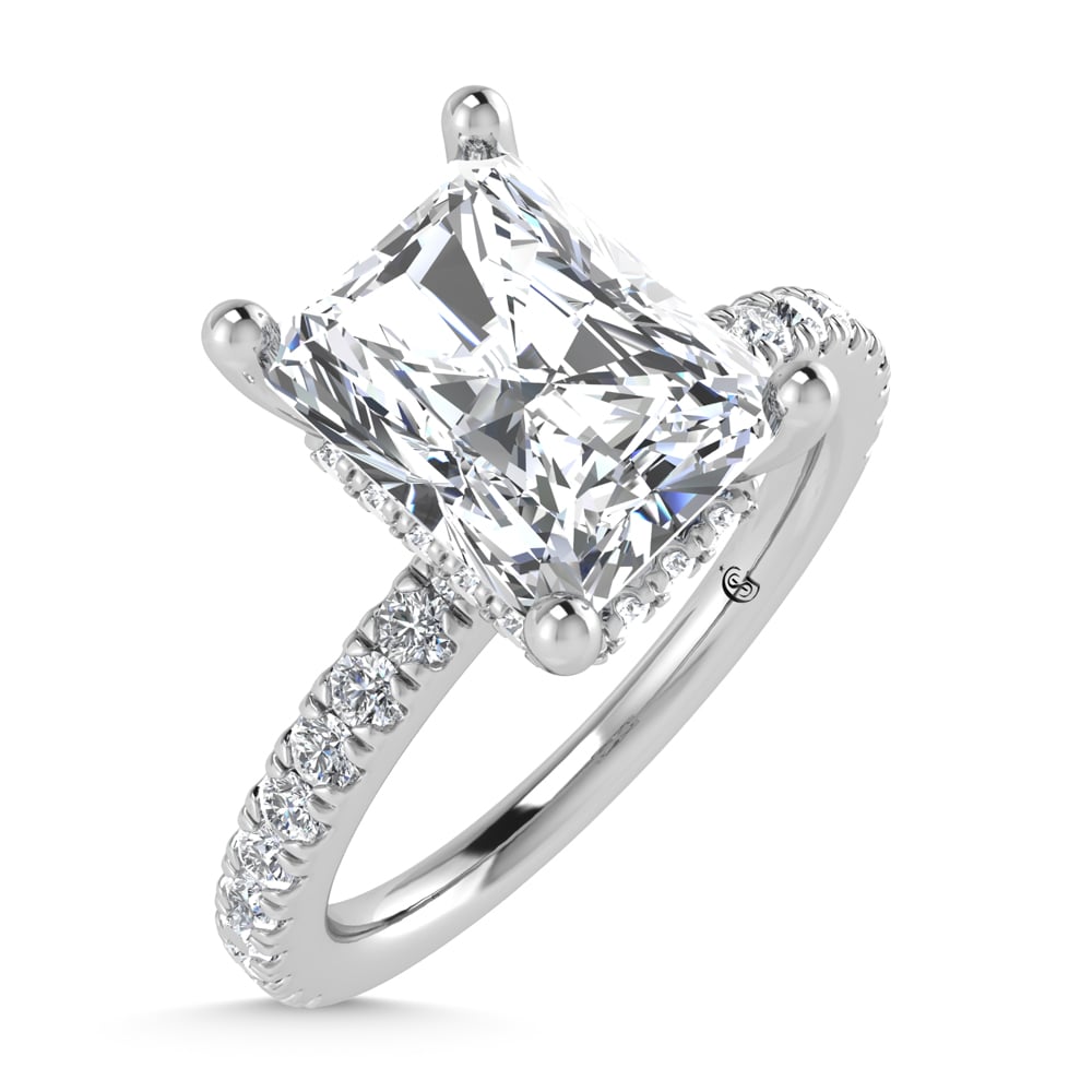 14K White Gold Lab Grown Diamond 4 1/2 Ct.Tw. Radiant Shape Halo  Engagement Ring (IGI Certified Center 4ct)