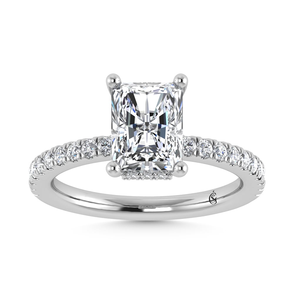 14K White Gold Lab Grown Diamond 5 1/2 Ct.Tw. Radiant Shape Halo  Engagement Ring (IGI Certified Center 5ct)