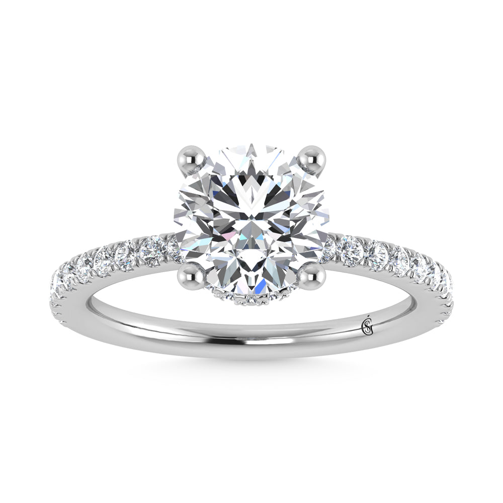 14K White Gold Lab Grown Diamond 3 1/2 Ct.Tw. Round Shape Halo IGI Certified Engagement Ring (IGI Certified Center 3ct)