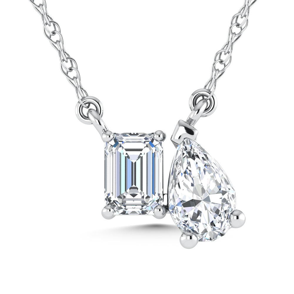 14K White Gold Lab Grown Diamond 1 Ct.Tw. Fashion Necklace