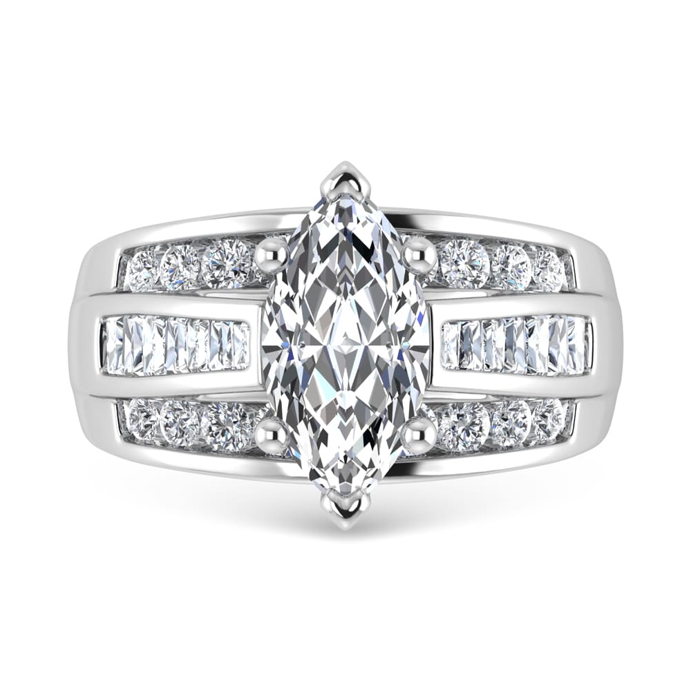 10K White Gold Lab Grown Diamond 2 1/4 ct.Tw. Marquise Shape Engagement Ring (IGI Certified Center 1 1/2 ct)