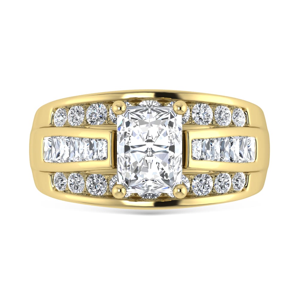 10K Yellow Gold Lab Grown Diamond 2 1/4 ct.Tw. Radiant Shape Engagement Ring (IGI Certified Center 1 1/2 ct)