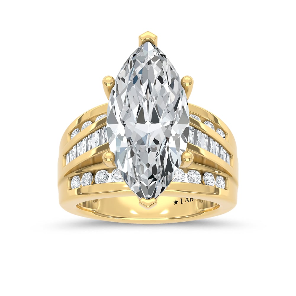 14K Yellow Gold Lab Grown Diamond 5 ct.Tw. Marquise Shape Engagement Ring (IGI Certified 4ct)