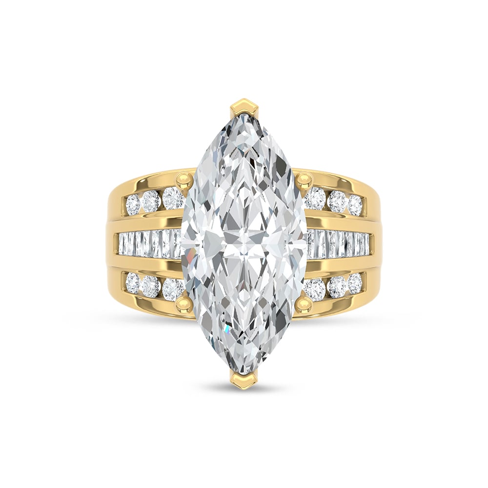 14K Yellow Gold Lab Grown Diamond 5 ct.Tw. Marquise Shape Engagement Ring (IGI Certified 4ct)
