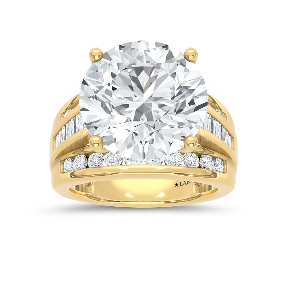 14K Yellow Gold Lab Grown Diamond 5 ct.Tw. Round Shape Engagement Ring (IGI Certified 6ct)
