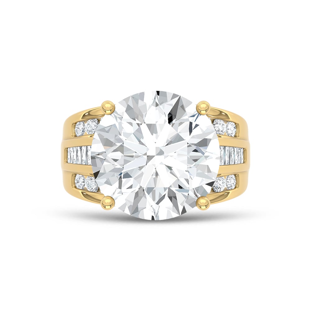 10K Yellow Gold Lab Grown Diamond 3 7/8 ct.Tw. Round Shape Engagement Ring (IGI Certified Center 3ct)