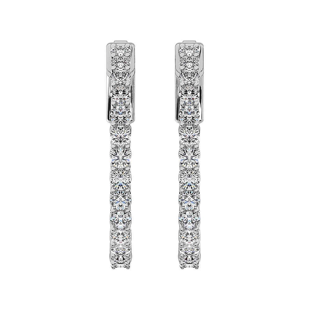 14K White Gold Lab Grown Diamond 2 1/4 Ct.Tw. In and Out Hoop Earrings (1 1/4 inches)