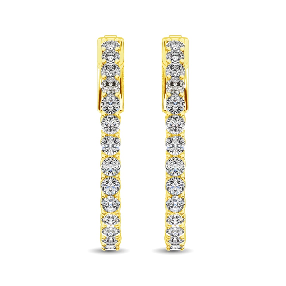 14K Yellow Gold Lab Grown Diamond 1 1/2 Ct.Tw. In and Out Hoop Earrings  ( 1 Inches)