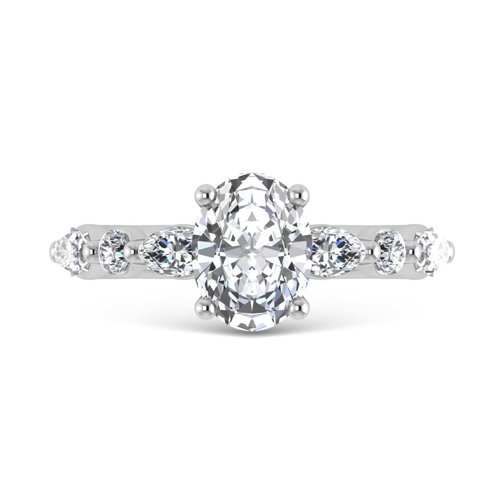 14K White Gold Lab Grown Diamond 3 1/2 Ct.Tw. Oval Shape Halo Engagement Ring (IGI Certified Center 3ct)