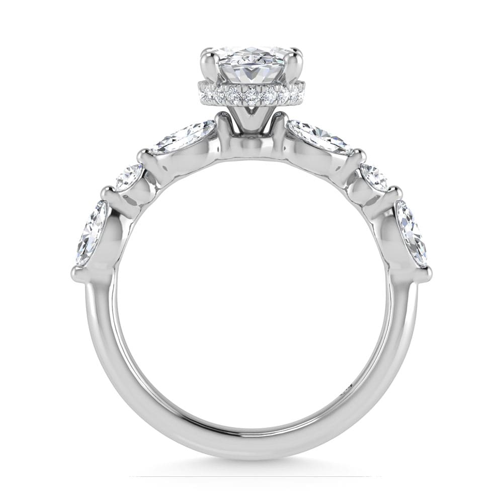 14K White Gold Lab Grown Diamond 3 1/2 Ct.Tw. Oval Shape Halo Engagement Ring (IGI Certified Center 3ct)