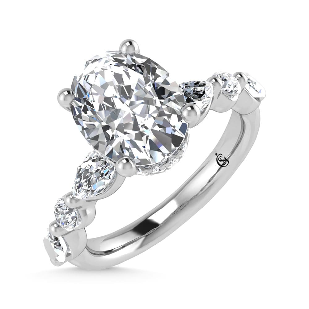 14K White Gold Lab Grown Diamond 3 1/2 Ct.Tw. Oval Shape Halo Engagement Ring (IGI Certified Center 3ct)