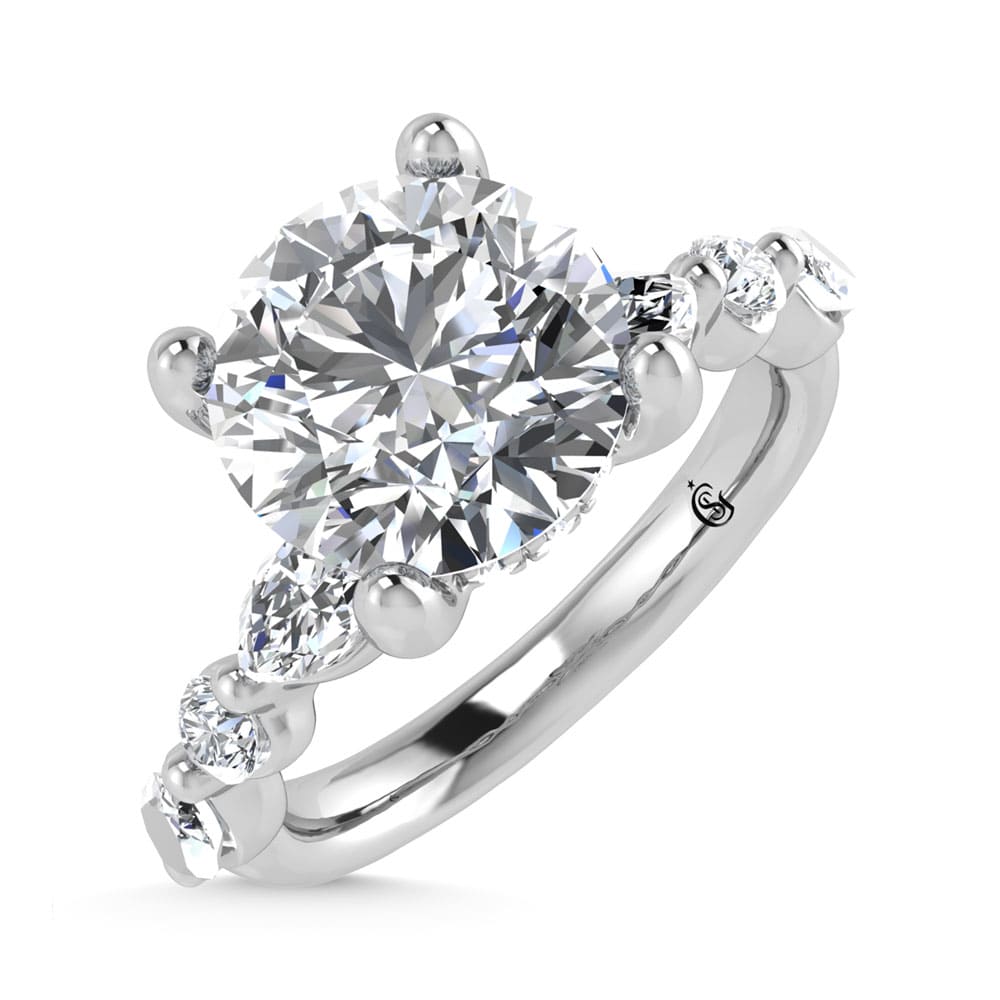 14K White Gold Lab Grown Diamond 2 1/2 Ct.Tw. Round Shape Halo Engagement Ring (IGI Certified Center 2ct)