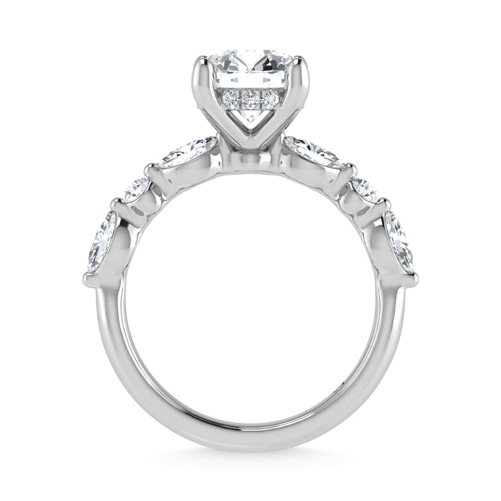 14K White Gold Lab Grown Diamond 2 1/2 Ct.Tw. Round Shape Halo Engagement Ring (IGI Certified Center 2ct)